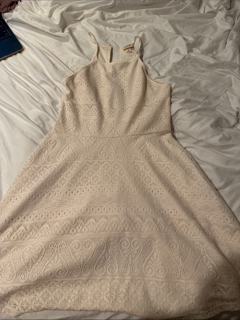 Mossimo Supply Co. Cream Lace Mini Dress with Spaghetti Straps